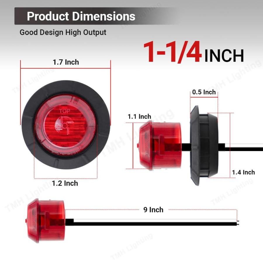 【並行輸入品】12 Pcs TMH 1 1/4 Inch Mount Red LENS \u0026 Red LED Clearance Markersの画像