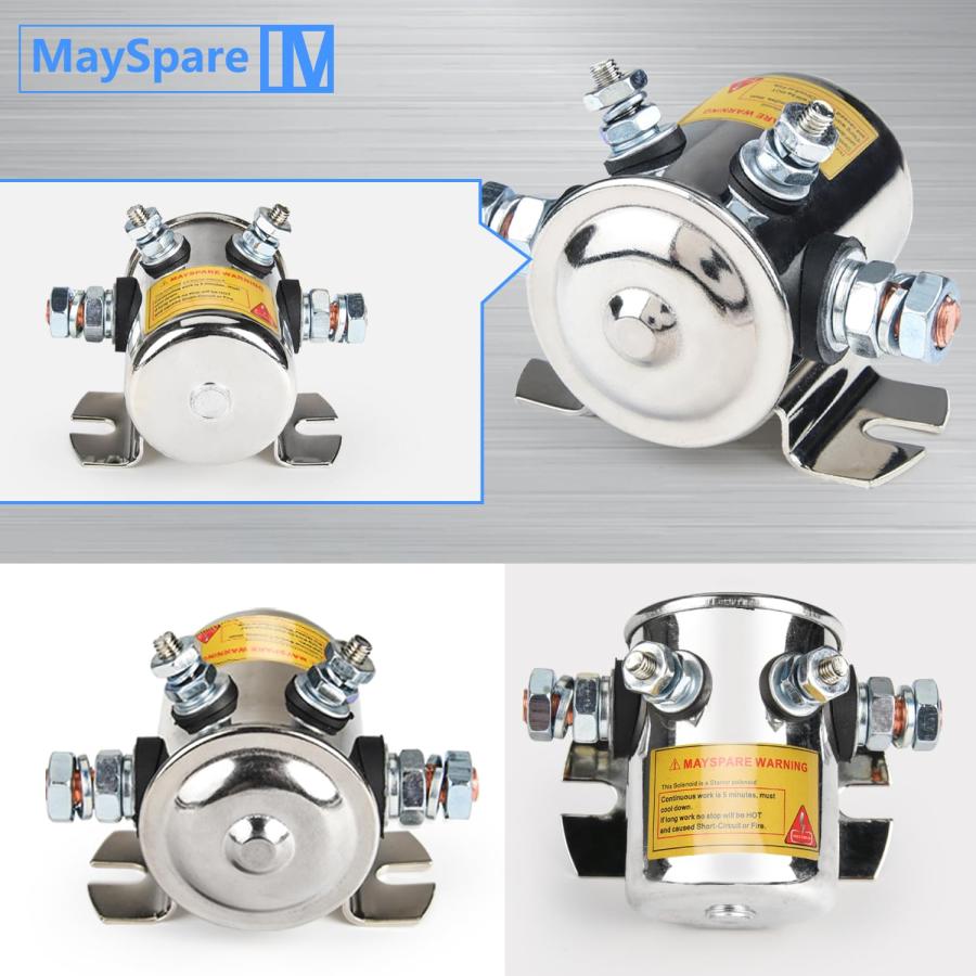 【並行輸入品】May Auto Relay ゴルフカート、ウinチ、ラッシュ12VDC 海洋用 継続的なデューティソレノイドリレーニッケルメッキの画像