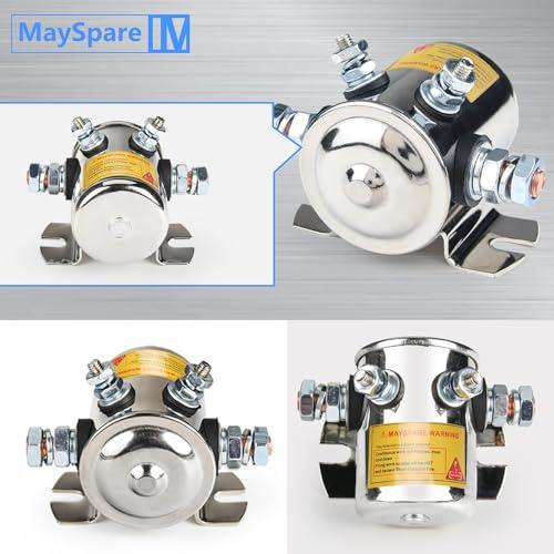 【並行輸入品】May Auto Relay ゴルフカート、ウinチ、ラッシュ12VDC 海洋用 継続的なデューティソレノイドリレーニッケルメッキの画像