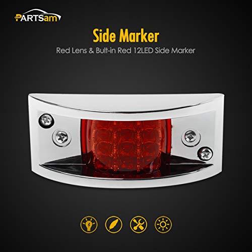 【並行輸入品】Partsam LEDトレーラークリアランスとサイドマーカーライト12個 レッド 密封クロム アーマードLED4個 Partsam_4