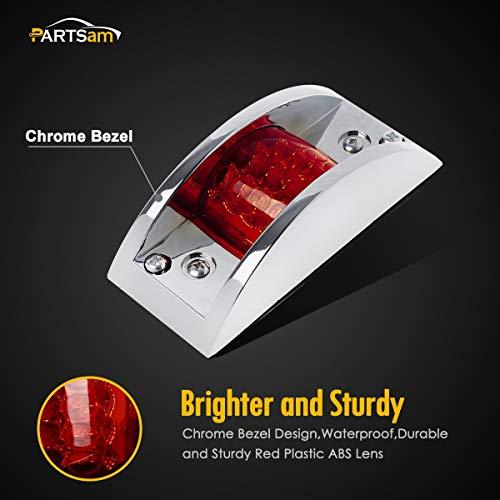 【並行輸入品】Partsam LEDトレーラークリアランスとサイドマーカーライト12個 レッド 密封クロム アーマードLED4個 Partsam_7