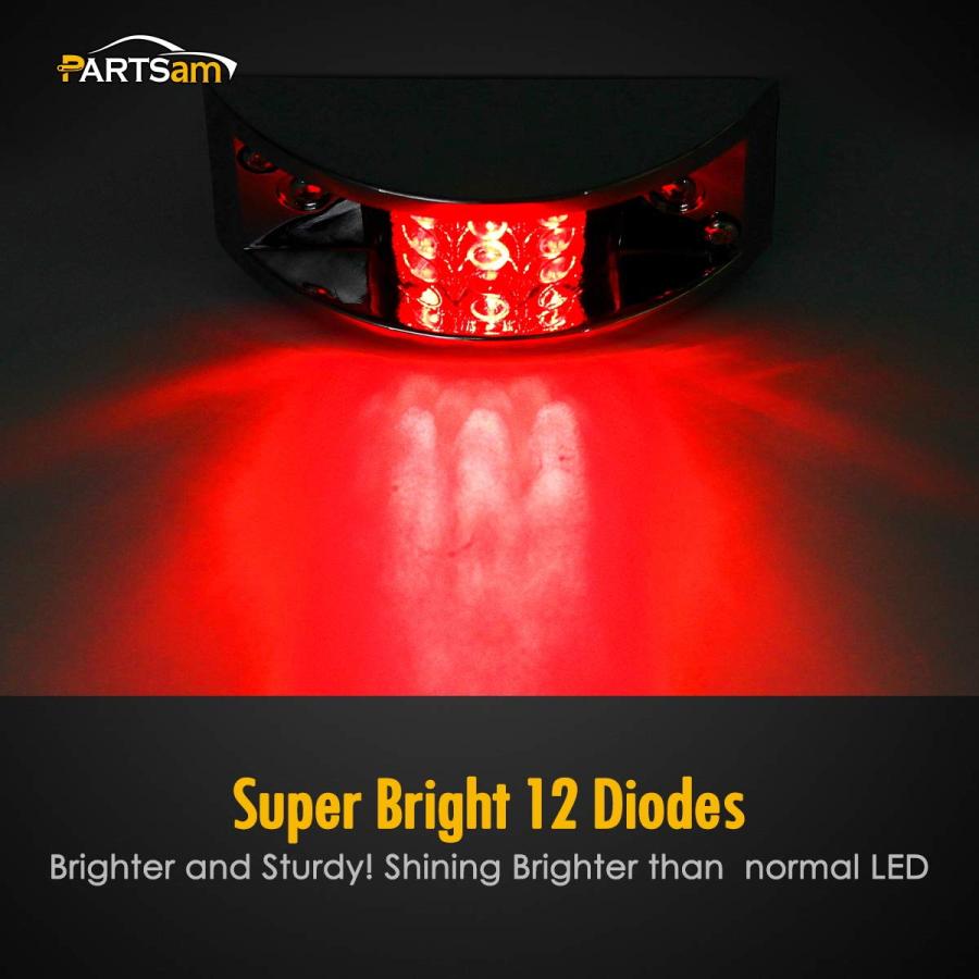 【並行輸入品】Partsam LEDトレーラークリアランスとサイドマーカーライト12個 レッド 密封クロム アーマードLED4個 Partsam_9