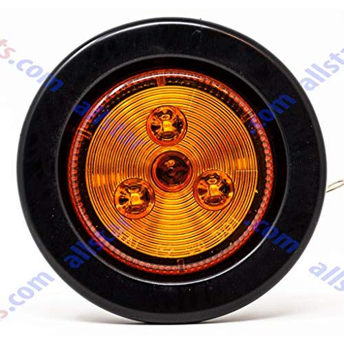 【並行輸入品】[レッド2個 + アンバー2個] 2インチ ラウンドトレーラー 3 LED クリアランスサイドマーカーライト [DOT FMVSS_4