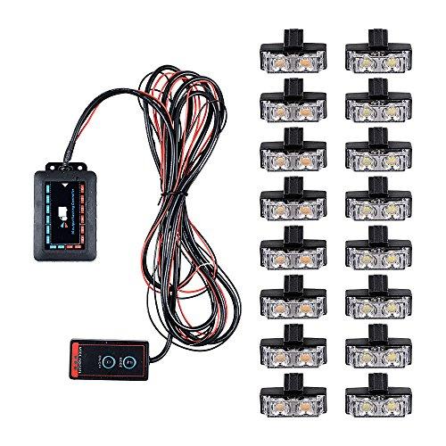 【並行輸入品】8X ホワイト + 8X アンバー 2 LED ストロボライトバー 警告 緊急ビーコン 10種類の点滅モード 車 SUV トラックの画像