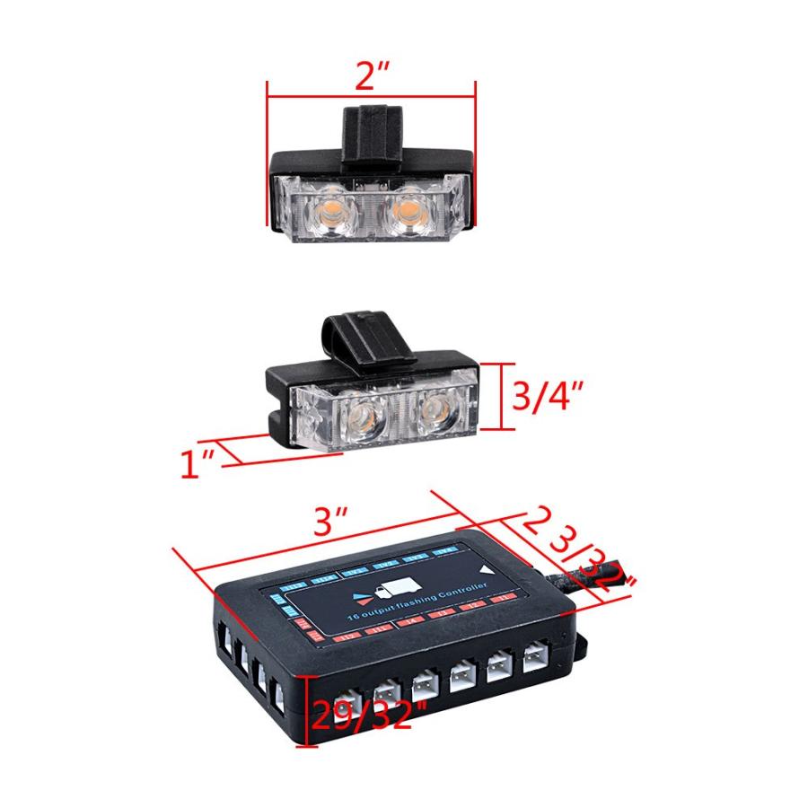 【並行輸入品】8X ホワイト + 8X アンバー 2 LED ストロボライトバー 警告 緊急ビーコン 10種類の点滅モード 車 SUV トラックの画像