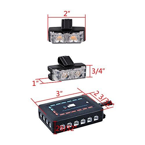 【並行輸入品】8X ホワイト + 8X アンバー 2 LED ストロボライトバー 警告 緊急ビーコン 10種類の点滅モード 車 SUV トラックの画像