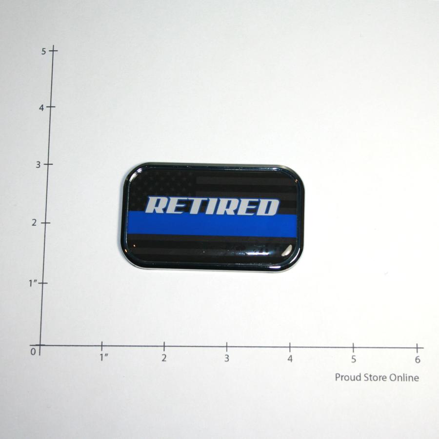 【並行輸入品】Retiredシンブルーラインドーム型クロームエンブレムProud USA警察フラグ車3d 3 \" x 1.8 \"" RETIRED"_3
