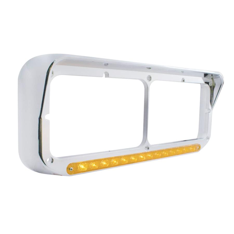 【並行輸入品】14 LED デュアルヘッドライトベゼル バイザー付き   アンバーLED/アンバーレンズ United Pacific 3235の画像