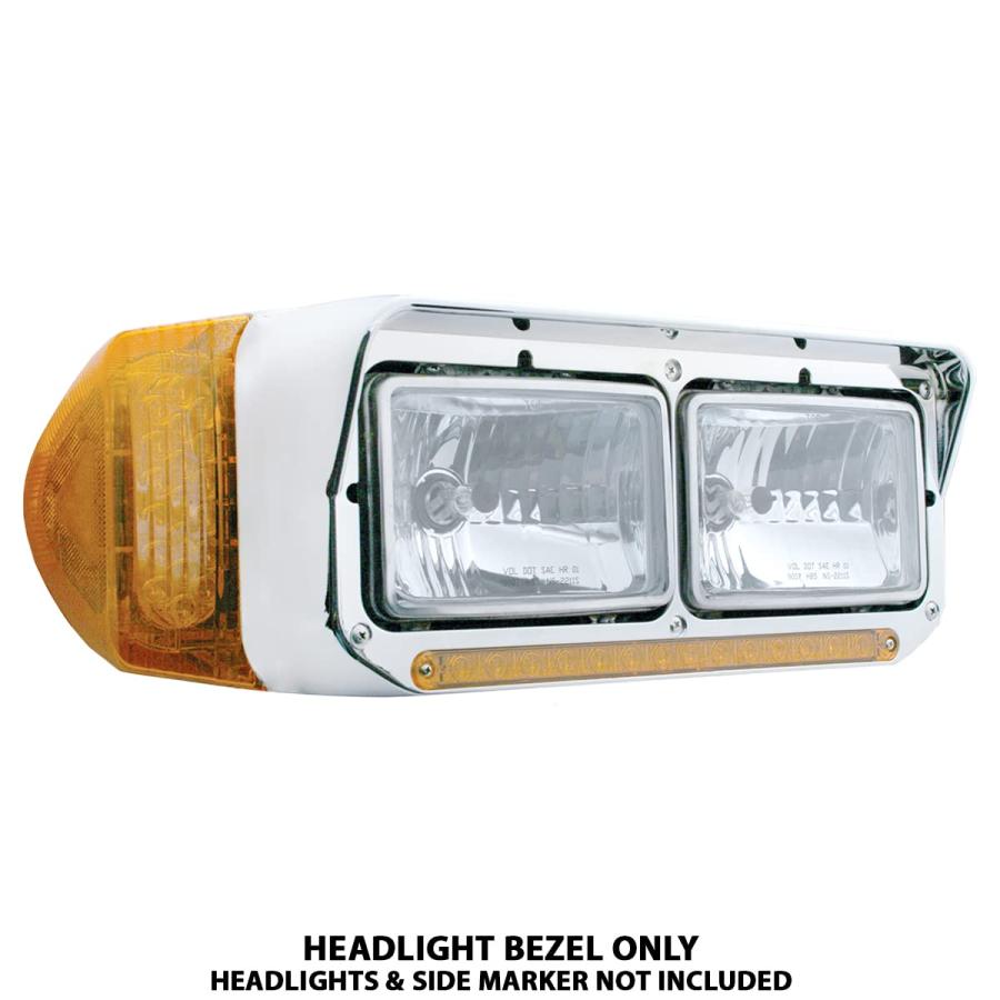 【並行輸入品】14 LED デュアルヘッドライトベゼル バイザー付き   アンバーLED/アンバーレンズ United Pacific 3235の画像