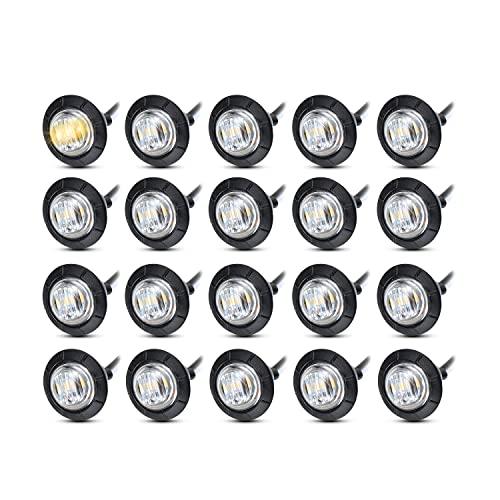【並行輸入品】Meerkatt (ミーアキャット) 3/4インチ ミニラウンドクリアレンズ アンバー LEDマウント 防水 サイドマーカーインジの画像