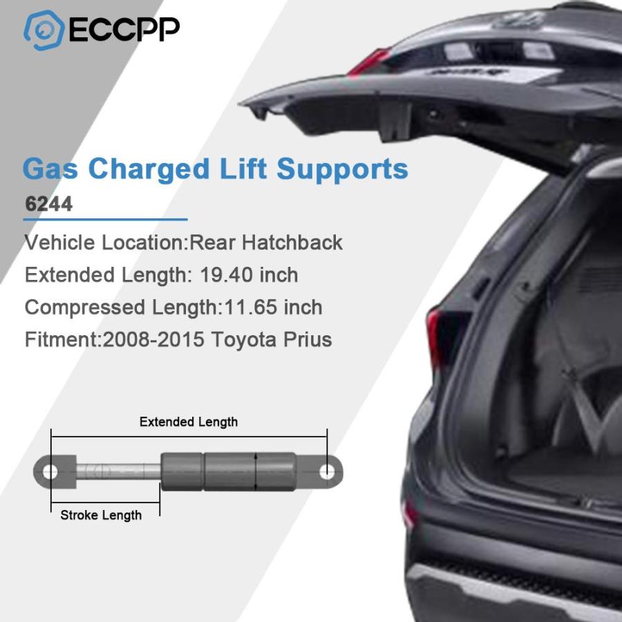 【並行輸入品】ECCPP リフトサポート リアハッチバックストラット ガススプリング 2008 2015 トヨタ プリウス 2012 2015の画像