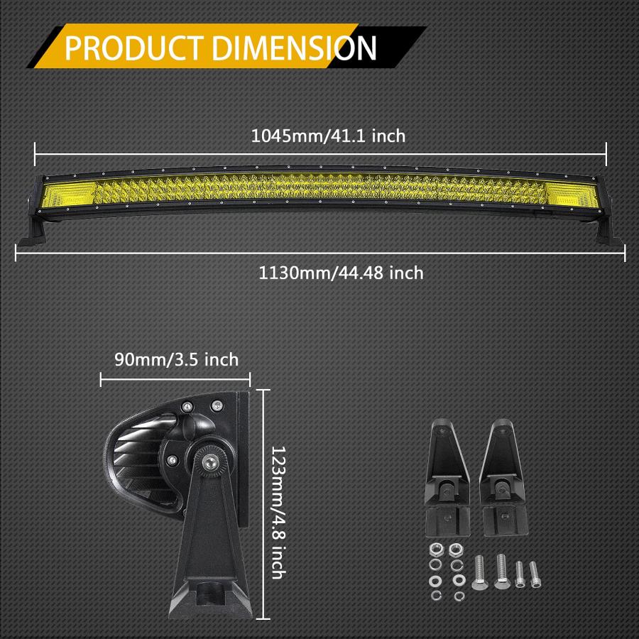 【並行輸入品】Willpower 42 inch 540W Yellow Curved Led Light Bar,Amber Tripleの画像