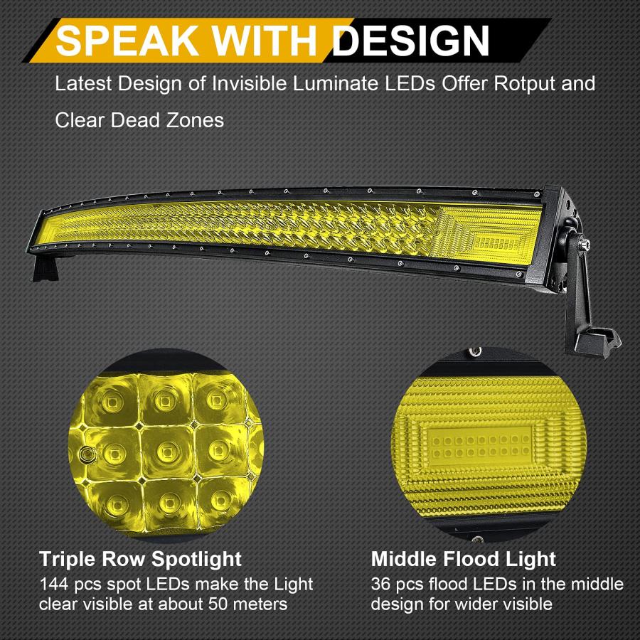 【並行輸入品】Willpower 42 inch 540W Yellow Curved Led Light Bar,Amber Tripleの画像