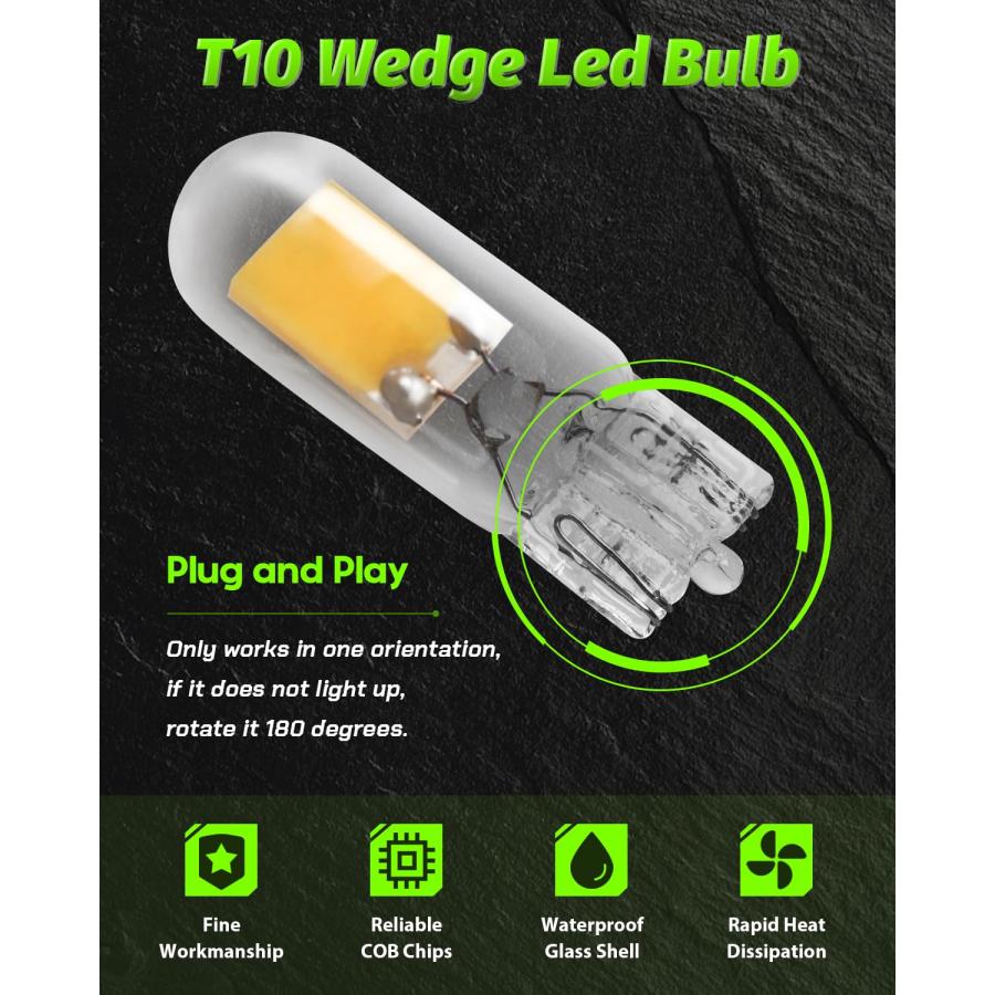 【並行輸入品】ALOPEE 10個パック T10 超高輝度 温白色 COB 光源LED電球 194 W5W 168 2825 501 ハロゲン電の画像