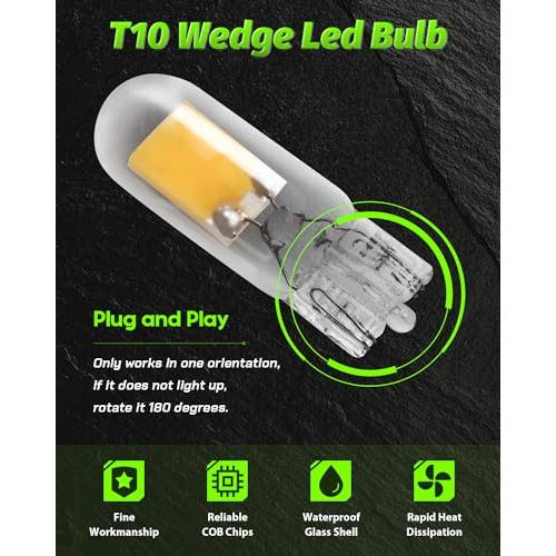 【並行輸入品】ALOPEE 10個パック T10 超高輝度 温白色 COB 光源LED電球 194 W5W 168 2825 501 ハロゲン電の画像