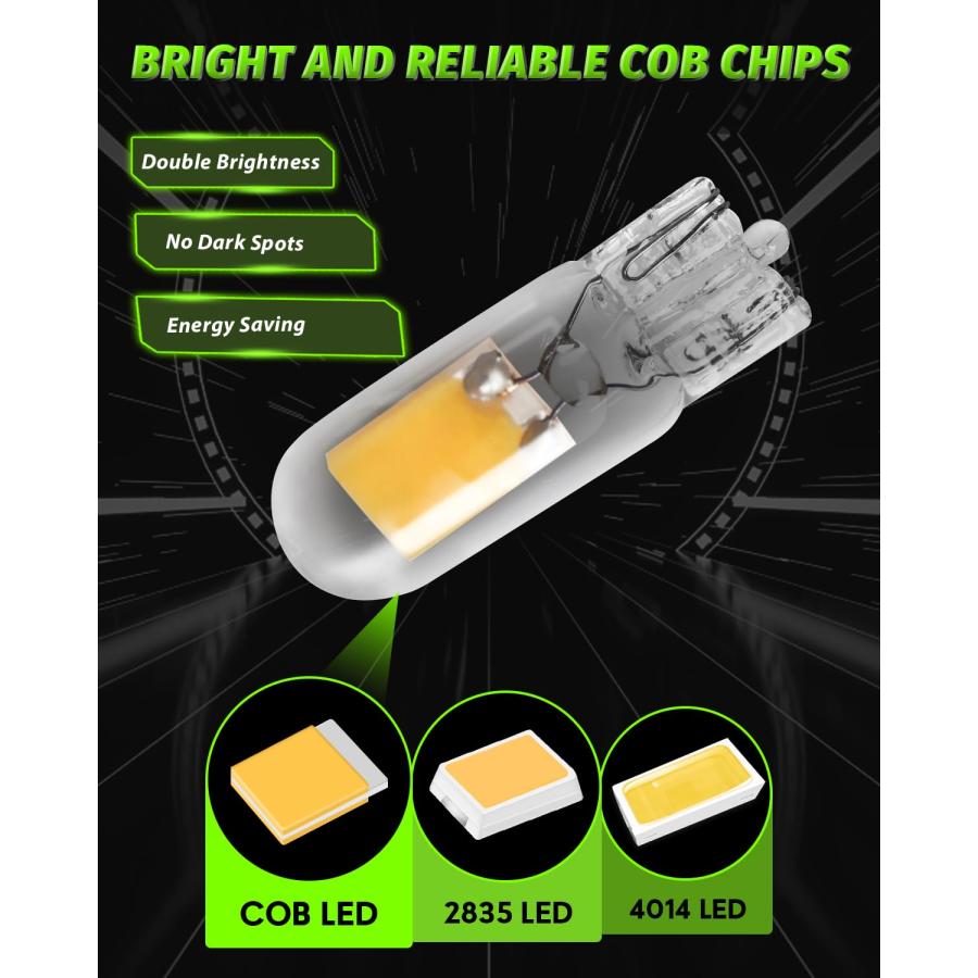 【並行輸入品】ALOPEE 10個パック T10 超高輝度 温白色 COB 光源LED電球 194 W5W 168 2825 501 ハロゲン電の画像