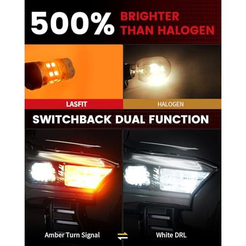 【並行輸入品】LASFIT T3 7443 スイッチバック LED バルブ トヨタ タコマ 2024 2025 7444 LED フロント ウイの画像