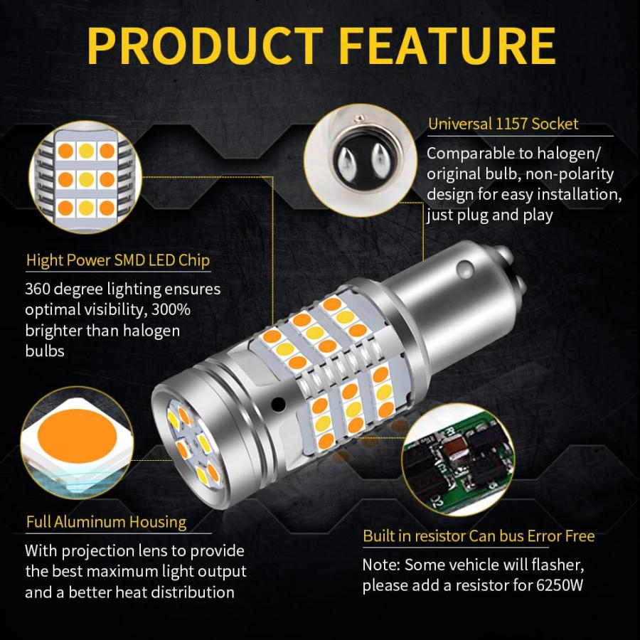 【並行輸入品】3157 3157CK 3156 LED ウィンカー電球 48 SMD LED アンバー 3047 3057 3057A 3357_6