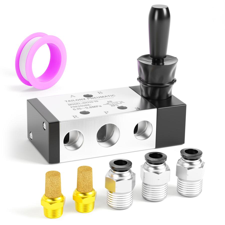 【並行輸入品】TAILONZ 空気圧 3/8インチ NPT 5ウェイ 2ポジション エアハンドレバー操作バルブ 空気圧ソレノイドバルブ 手動制御の画像