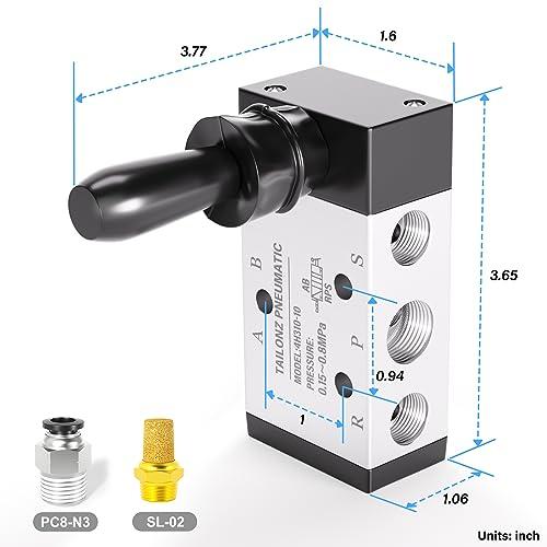 【並行輸入品】TAILONZ 空気圧 3/8インチ NPT 5ウェイ 2ポジション エアハンドレバー操作バルブ 空気圧ソレノイドバルブ 手動制御の画像