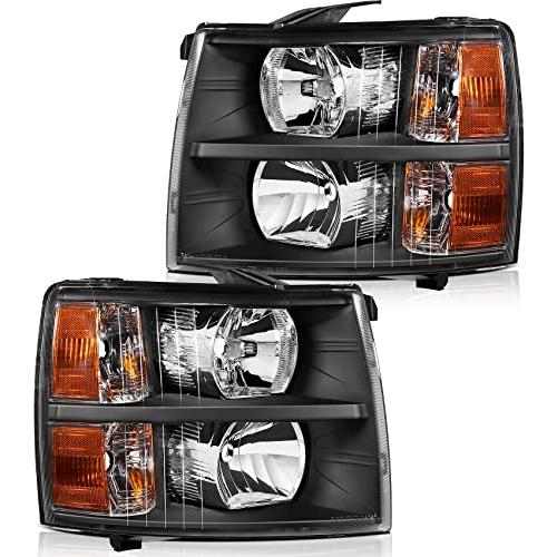 【並行輸入品】LBRST シボレーシルバラードヘッドライトアセンブリ シボレーシルバラード1500 2007 2013用 ブラックハウジング ア_1