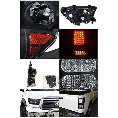 【並行輸入品】Spec D Tuning for Tundra Black Headlights w/Amber Reflector+Rearの画像