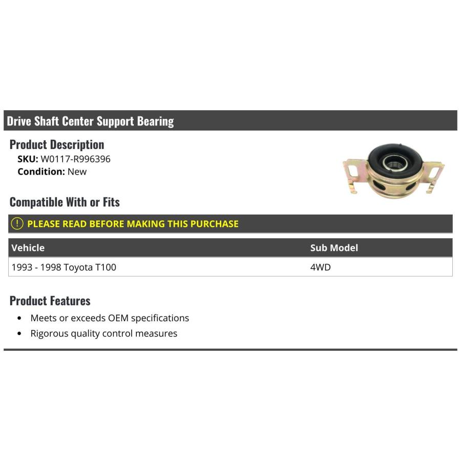 【並行輸入品】Drive Shaft Center Support Bearing Compatible with 1993 1998 T