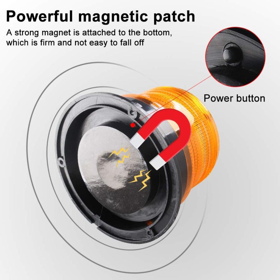 【並行輸入品】Sidaqi Solar Energy LED Beacon Strobe Light 12V Amber with Magne_6
