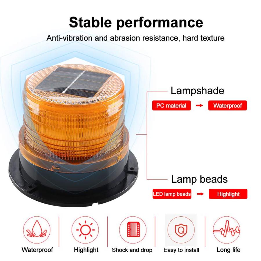 【並行輸入品】Sidaqi Solar Energy LED Beacon Strobe Light 12V Amber with Magne_9
