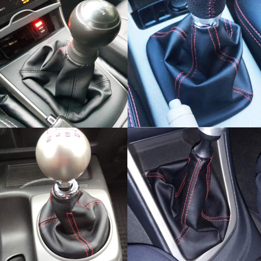 【並行輸入品】RASTP PUレザー シフトブーツ 防水 シフトノブ ダストコーブ ユニバーサル マニュアル/オート用 レッドステッチ ブラック_6