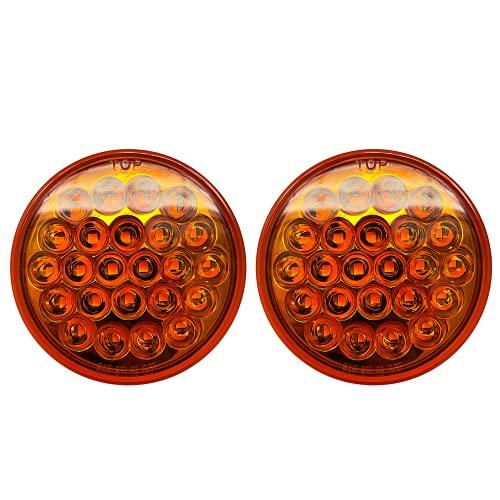 【並行輸入品】All Star Truck Parts] 4\" Round LED Recessed Amber Strobe Light,の画像