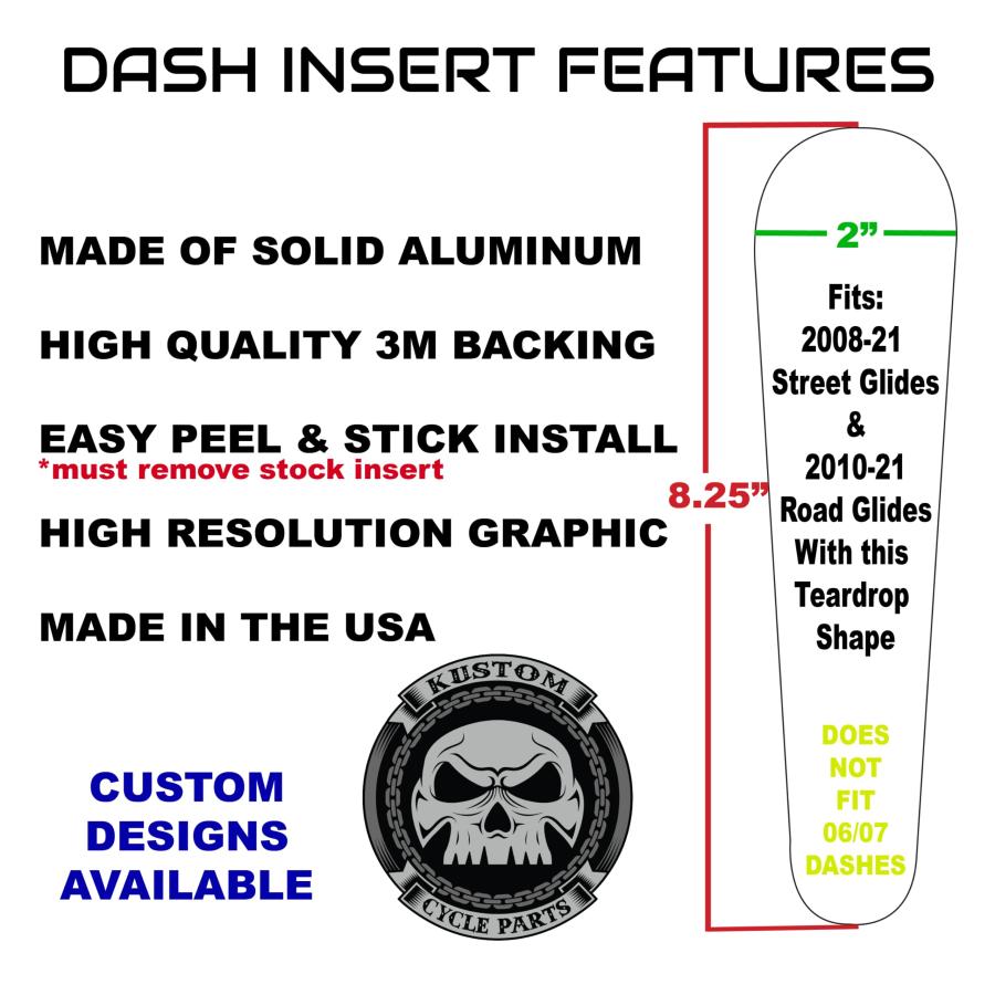 【並行輸入品】Kustom Cycle Parts プレミアムアフターマーケットフレームドスカルテーマメタルダッシュパネルコンソールインサート! |  | 05