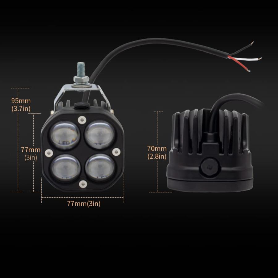 【並行輸入品】LEDドライビングフォグライト ダブルカラー アンバー/イエロー+ホワイト 2個 3インチ 40W 超高輝度 LED ポッドライトの画像