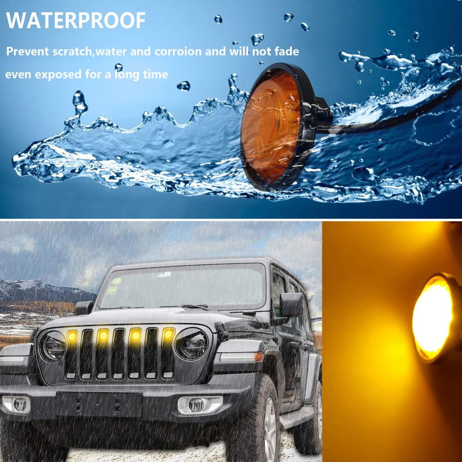 【並行輸入品】UWDESY 4Pcs LED Grille Light Kits Waterproof Amber LED Front Gri_9