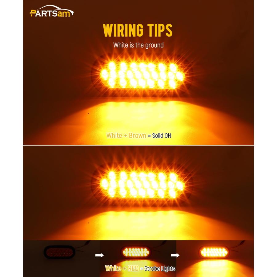 【並行輸入品】Partsam 6.3インチ LED 楕円形 アンバー ストロボライト 24LED 埋め込み型 トリプルフラッシュパターン トラッ_6