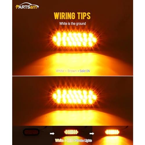 【並行輸入品】Partsam 6.3インチ LED 楕円形 アンバー ストロボライト 24LED 埋め込み型 トリプルフラッシュパターン トラッ_7