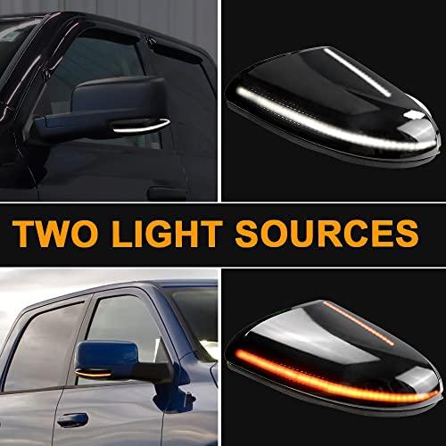 【並行輸入品】Jinfili シーケンシャル アンバー LED サイドミラー ウィンカー 牽引ライト アセンブリ ブリンカー ホワイト 水たまりの画像