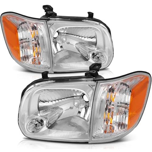 【並行輸入品】ECCPP ヘッドライトアセンブリ ペア トヨタ セコイア 2005 2007 トヨタ タンドラ 2005 2006 クロームハウ_1