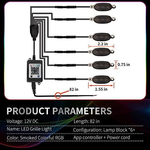 【並行輸入品】Sidaqi Universal 6 in 1 LED Grille Lights with APP Control,DIY R_4