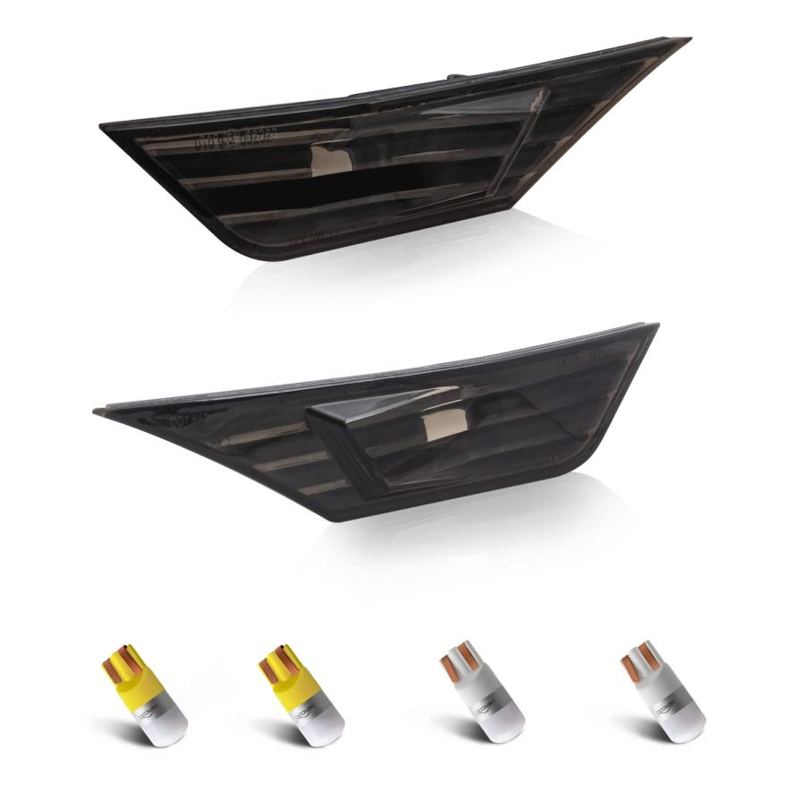 【並行輸入品】HERCOO フロントLEDサイドマーカー ライトスモークバンパーカバーレンズ T10ライト電球付き ホワイト&アンバーランプアセ_2