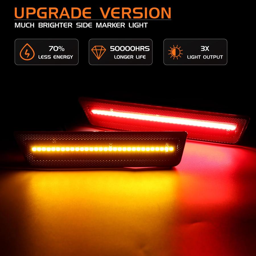 【並行輸入品】FetonAuto Smoked Lens LED Side Marker Lights for Dodge Challenge_3