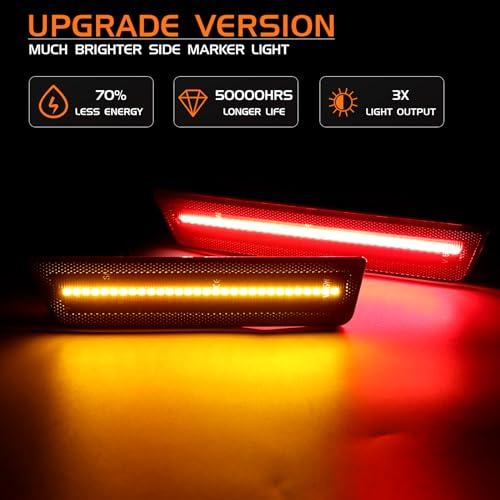 【並行輸入品】FetonAuto Smoked Lens LED Side Marker Lights for Dodge Challenge_4