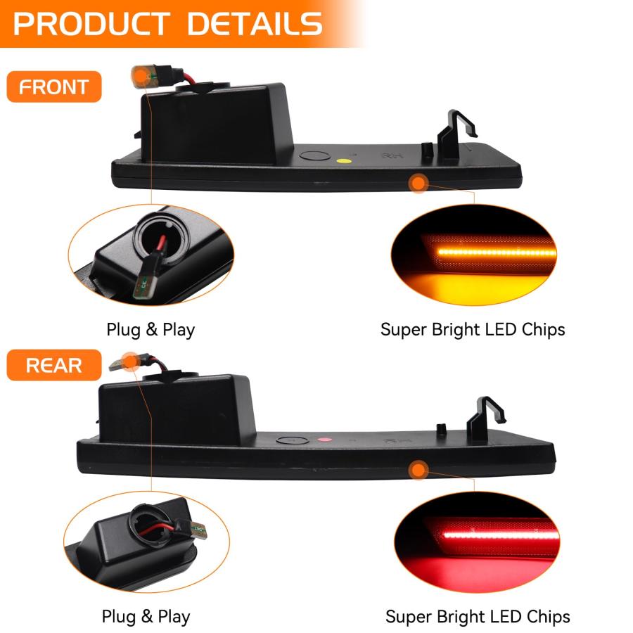 【並行輸入品】FetonAuto Smoked Lens LED Side Marker Lights for Dodge Challenge_9