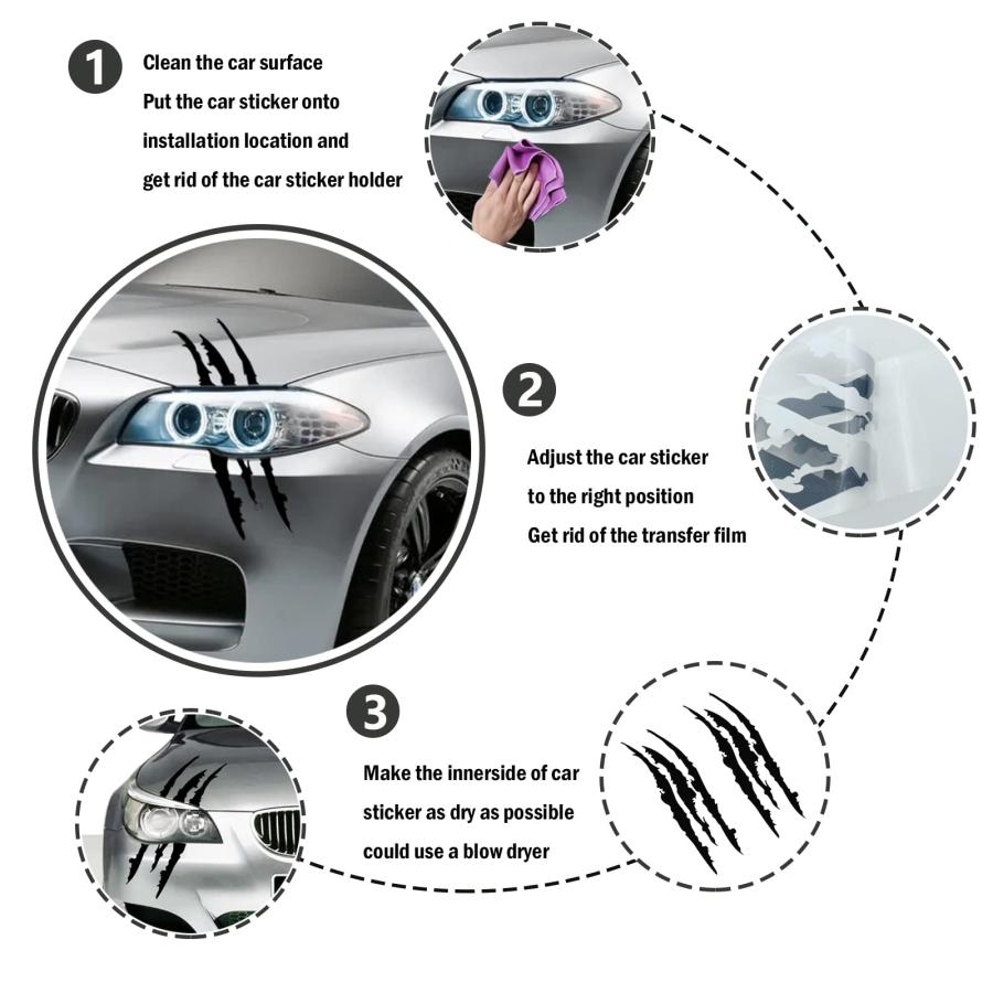 【並行輸入品】2PCS Claw Mark Decals for Cars,Headlight Car Sticker,Stripes Scrの画像
