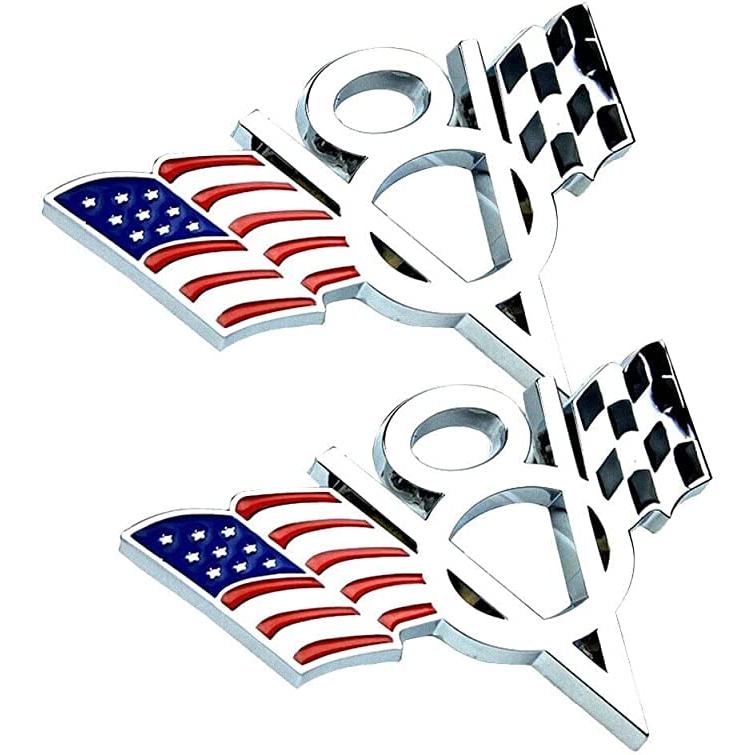 【並行輸入品】2PCS V8 Metal Car Emblem Silver Fender Sticker Premium Dec ...