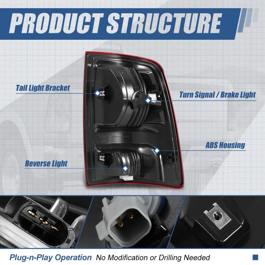 【並行輸入品】 Auto Dynasty Tail Lights Fit for 2009 2010 2011 2012 2013 2014 2