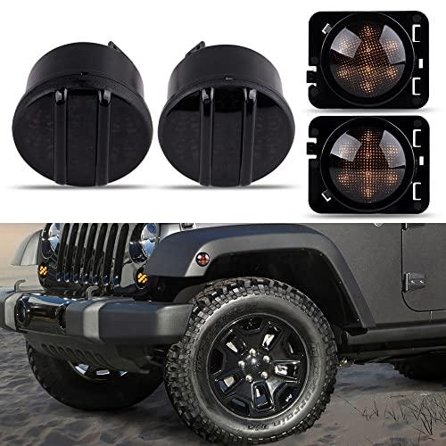 【並行輸入品】LED フロントフェンダー サイドマーカー ライトとホワイト デイライト DRL/アンバー LED フロントグリル ウィンカー パの画像