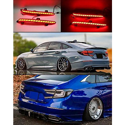 【並行輸入品】JDM クリアレンズ リアバンパー サイドリフレクター LED ダイナミックシーケンシャルライト 2018 2022 ホンダ アコ_7