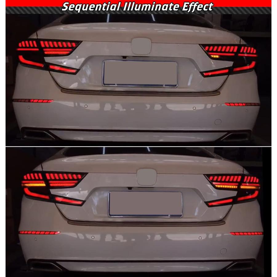 【並行輸入品】JDM クリアレンズ リアバンパー サイドリフレクター LED ダイナミックシーケンシャルライト 2018 2022 ホンダ アコ_9