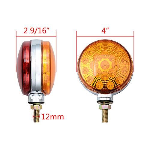 【並行輸入品】Astra Depot ダブルフェイス ラウンド LED フェンダー 台座ライト アンバー/レッド 42 LED スタッド マウン_7